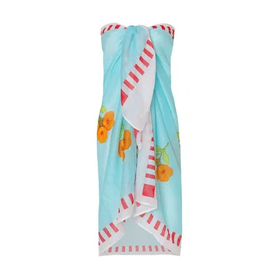 Dhara Sheth Dubai Women's Azure Bloom Floral Resort Tube-style Sarong In Blue