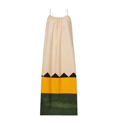 Dhara Sheth Dubai Women's Black / Green / Yellow Beyond The Horizon Spaghetti Strap Maxi Dress In Multi