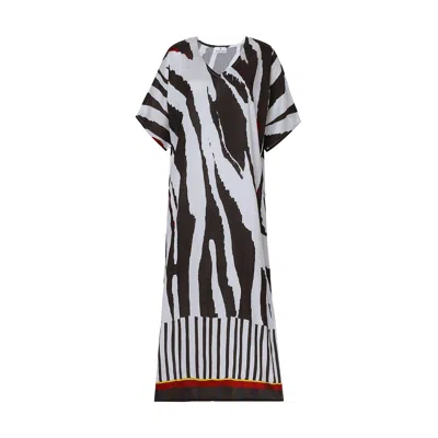 Dhara Sheth Dubai Women's Black / White Into The Wild Zebra Print Long Dress With Side Slit In Multi