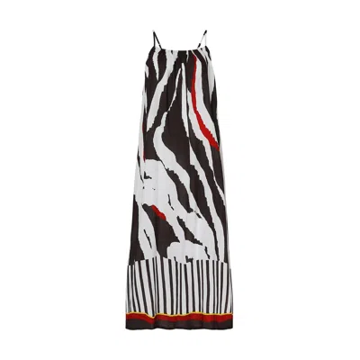 Dhara Sheth Dubai Women's Black / White Into The Wild Zebra Print Spaghetti Strap Maxi Dress In Multi