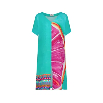 Dhara Sheth Dubai Women's Blue / Pink / Purple Cotton Candy Mid Length Kaftan Dress Made With Natural Fabric For In Blue/pink/purple