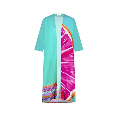 Dhara Sheth Dubai Women's Blue / Pink / Purple Cotton Candy Mid Length Kimono Made With Natural Fabric In Blue/pink/purple