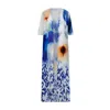 Dhara Sheth Dubai Women's Brown / Blue / White Ciel & Sand Short Sleeves Sheer Long Kimono