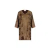 Dhara Sheth Dubai Women's Brown / Gold / Neutrals Shadow Of Sequin Shimmer French Beige Short Kaftan Dress - Party Dre In Multi