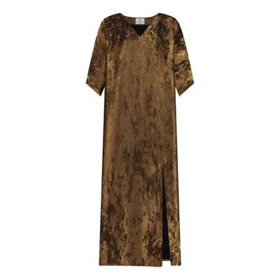 Dhara Sheth Dubai Women's Brown Shades Of Sequin Copper Shimmer Kaftan - Party Dress