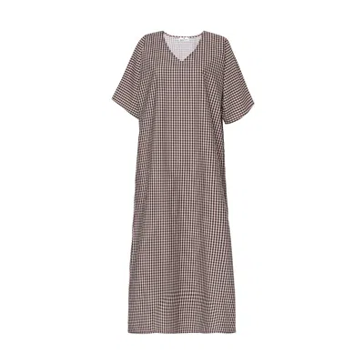 Dhara Sheth Dubai Women's Brown / White The New Classic Long Dress With Side Slit In Multi