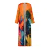 Dhara Sheth Dubai Women's Canvas & Chaos Abstract Print Long Kimono