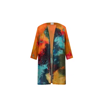 Dhara Sheth Dubai Women's Canvas & Chaos Abstract Print Sheer Short Kimono
