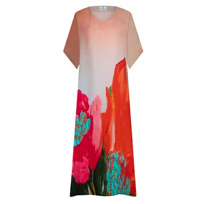 Dhara Sheth Dubai Women's Coral Mirage Floral Long Kaftan