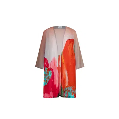 Dhara Sheth Dubai Women's Coral Mirage Floral  Sheer Short Kimono