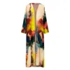 Dhara Sheth Dubai Women's Enigma Abstract Multicolour Printed Long Kimono
