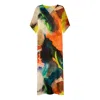 Dhara Sheth Dubai Women's Enigma Abstract Print Multicolour Long Kaftan
