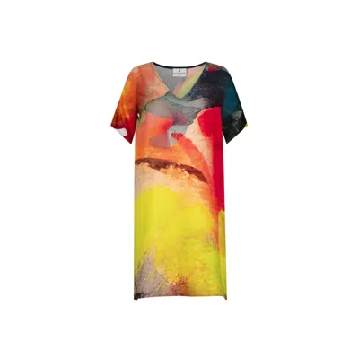 Dhara Sheth Dubai Women's Enigma Abstract Printed Short Kaftan Dress - Multicolour In Black