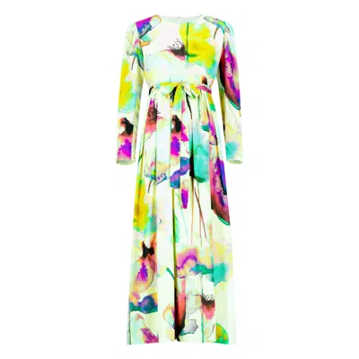 Dhara Sheth Dubai Women's Floral Party Maxi Dress With Waist Tie - Multicolor In Purple