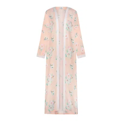 Dhara Sheth Dubai Women's Floral Reverie Printed Silk Kimono - Peach In Orange