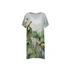 Dhara Sheth Dubai Women's Grey / Green Wild Wings Bird In The Jungle Printed Sheer Short Kaftan