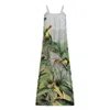 Dhara Sheth Dubai Women's Grey / Green Wild Wings Bird In The Jungle Spaghetti Strap Maxi Dress