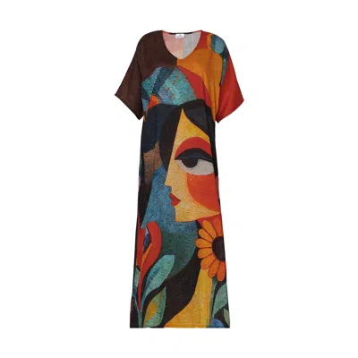 Dhara Sheth Dubai Women's Muse Abstract Art Long Dress In Animal Print
