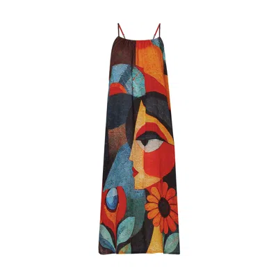 Dhara Sheth Dubai Women's Muse Abstract Art Spaghetti Strap Maxi Dress