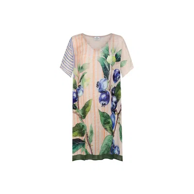 Dhara Sheth Dubai Women's Neutrals / Blue / Green The Breeze Printed Sheer Short Kaftan