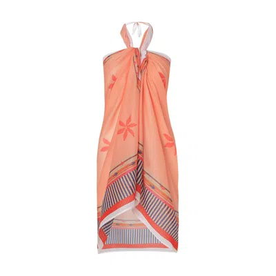 Dhara Sheth Dubai Women's Peach Blossom Resort Halter-style Sarong Sarong - Peach & Multicolour In Orange