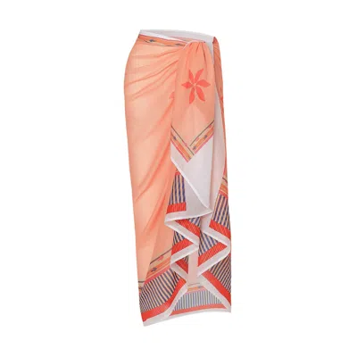 Dhara Sheth Dubai Women's Peach Blossom Resort Sarong - Peach & Multicolour In Orange