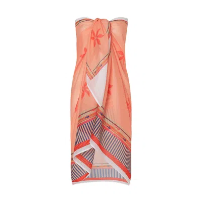 Dhara Sheth Dubai Women's Peach Blossom Resort Tube-style Sarong - Peach & Multicolour In Orange
