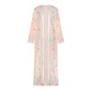 Dhara Sheth Dubai Women's White Floral Reverie Silk Kimono Robe In Pink