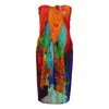 Dhara Sheth Dubai Women's Roar Abstract Print Multicolor Tube-style Sarong Dress Made With Natural Fabric