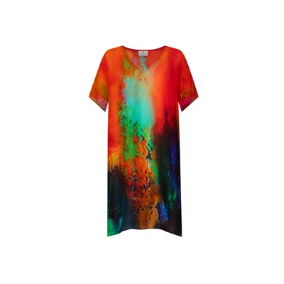 Dhara Sheth Dubai Women's Roar Abstract Sheer Short Kaftan In Multi