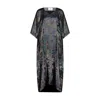 Dhara Sheth Dubai Women's Shadow Of Sequin Shimmer Black Long Kaftan - Party Dress In Black