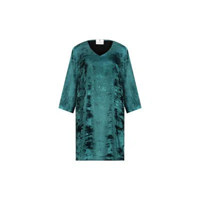 Dhara Sheth Dubai Women's Shadow Of Sequin Shimmer Blue Short Kaftan Dress - Party Dress