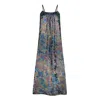 Dhara Sheth Dubai Women's Shadow Of Sequin Shimmer Rainbow Black Maxi Dress - Party Dress In Blue
