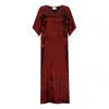 Dhara Sheth Dubai Women's Shadow Of Sequin Shimmer Red Long Kaftan With Side Slit - Party Dress In Red