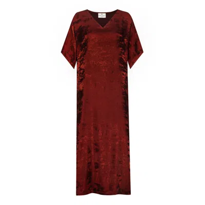 Dhara Sheth Dubai Women's Shadow Of Sequin Shimmer Red Long Kaftan With Side Slit - Party Dress