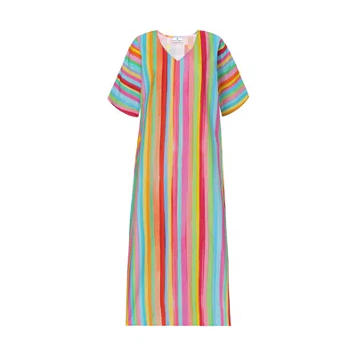 Dhara Sheth Dubai Women's The Palette Multicolour Rainbow Colour Long Dress With Side Slit