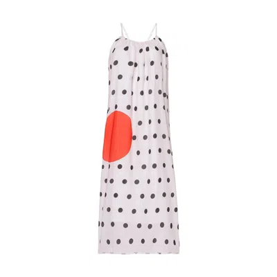Dhara Sheth Dubai Women's White / Red One Polka Dot Spaghetti Strap Maxi Dress In Multi