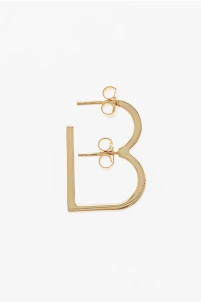 D'heygere B-shaped Golden-effect Silver Single Earrings