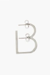 D'heygere B-shaped Silver Single Earrings In Metallic