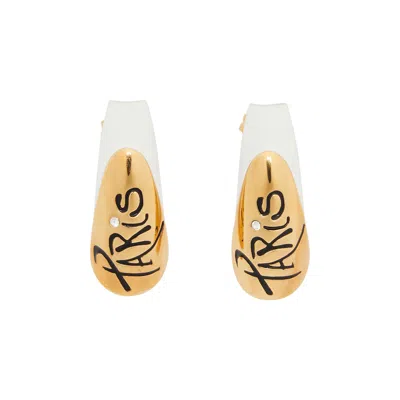 Pre-owned D'heygere Goat Exclusive For Manifesto  French Manicure Paris Nail Earrings | Gold | Women's Size One