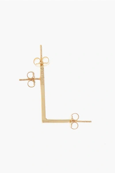 D'heygere L-shaped Golden-effect Silver Single Earrings