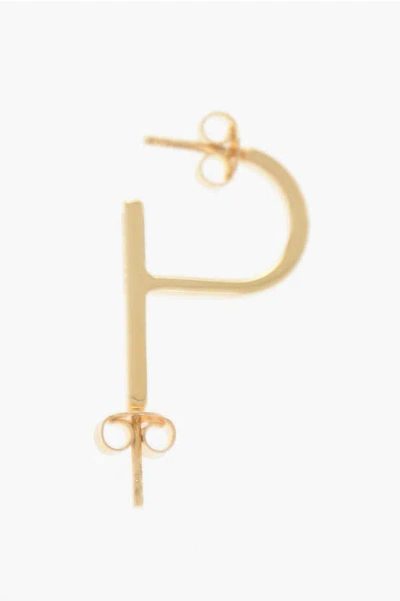 D'heygere P-shaped Golden-effect Silver Single Earrings