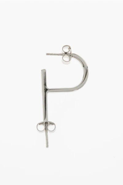 D'heygere P-shaped Silver Single Earrings