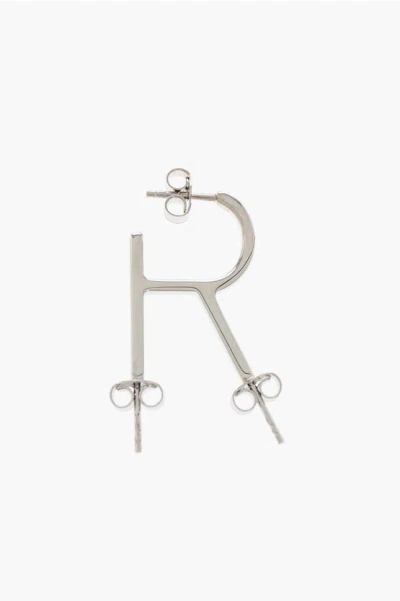 D'heygere R-shaped Silver Single Earrings In Metallic