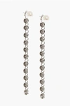 D'heygere Silver Earrings With Pearl And Chain Decorated With Butterfl In Multi
