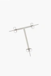 D'heygere T-shaped Silver Single Earrings In Metallic