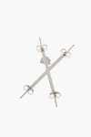 D'heygere X-shaped Silver Single Earrings In Metallic