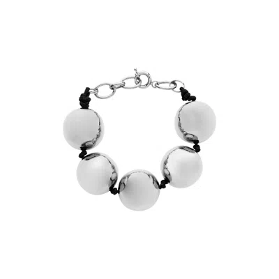 Pre-owned D'heygere Xl Ball Bracelet 'silver/black' | Grey | Women's Size Onesize In Gray