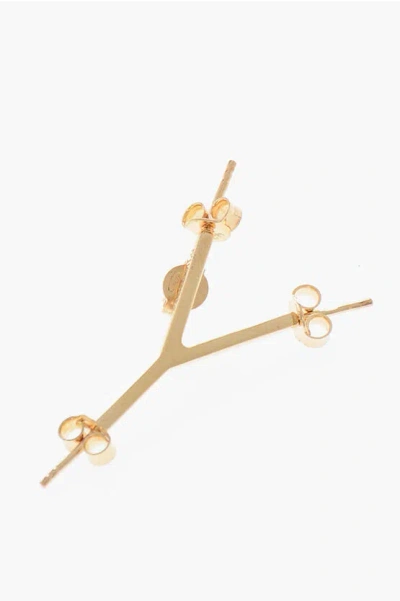 D'heygere Y-shaped Golden-effect Silver Single Earrings