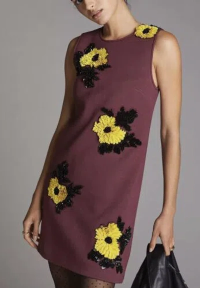 Pre-owned Dhruv Kapoor Anthropologie Sequined Textured Shift Mini Dress Sz M In Multicolor
